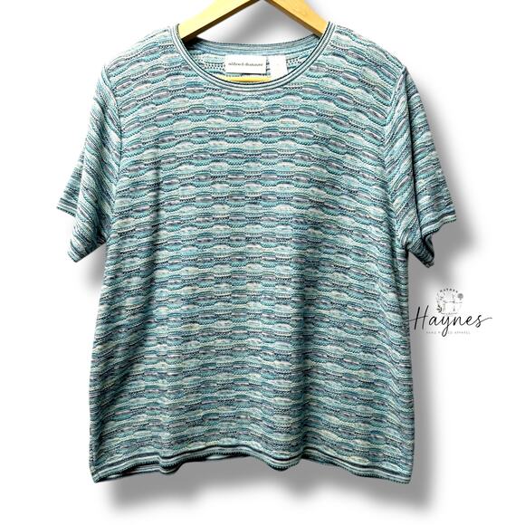❣️5 FOR $25 ❣️ ALFRED DUNNER |  Textured Knit Short Sleeve Top XL Y2K VTG{26} - Picture 1 of 6